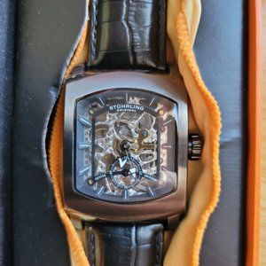 ‎️‍🔥Stuhrling Men's Automatic Skeleton Watch 19 Jewels CAL ST-90060 RARE‎️‍🔥